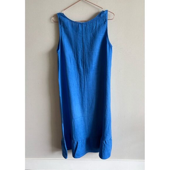 Terzo Millennio Womens Crewneck 100% Linens Sleeveless Dress Blue Size M - Picture 2 of 8
